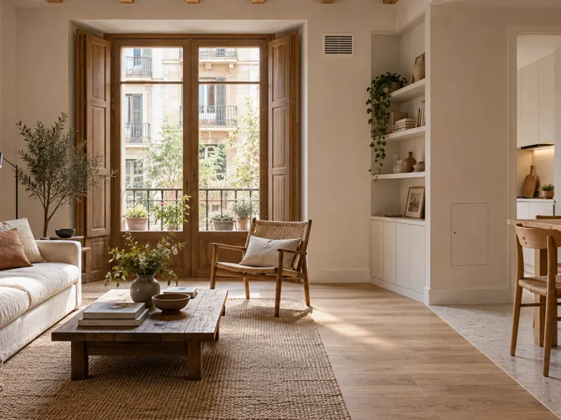 Renovated Barcelona apartment with visible joinery and natural light