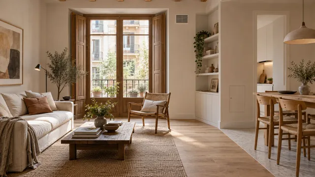Renovated Barcelona apartment with visible joinery and natural light