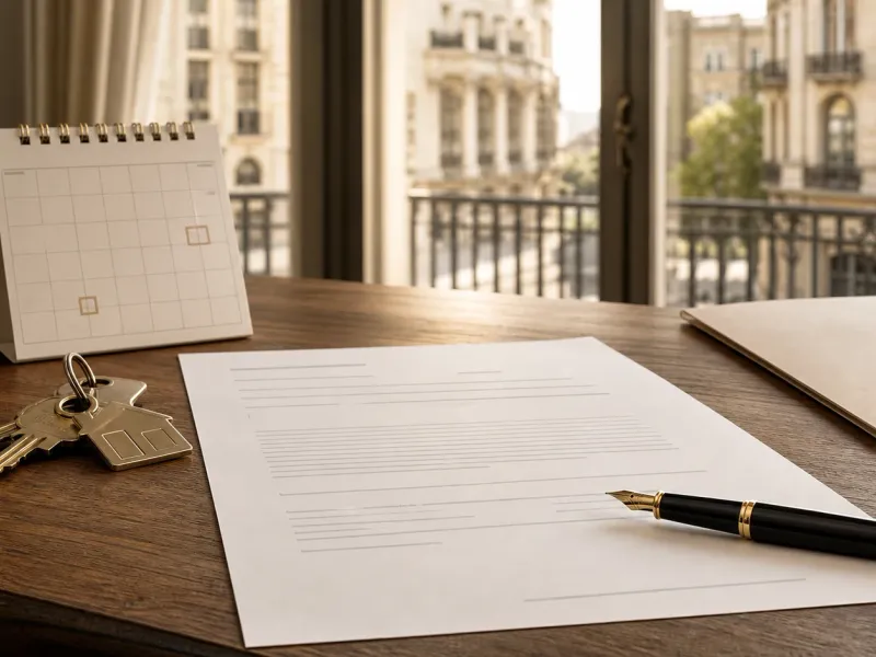 Buyer reviewing a Spanish property deposit contract before signing