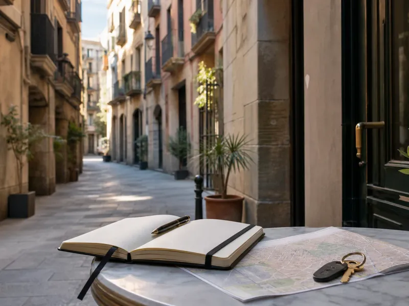 Street-level view of a residential building in El Raval, Barcelona