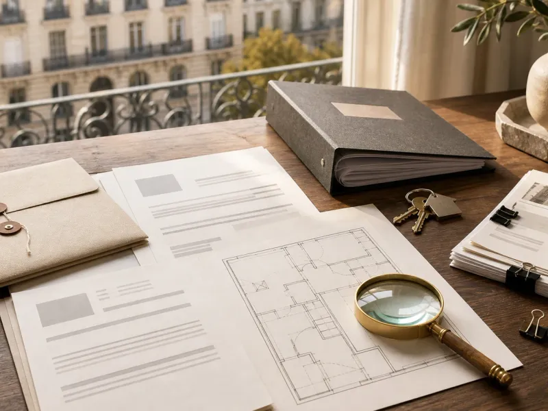 Buyer reviewing property documents before making an offer in Barcelona