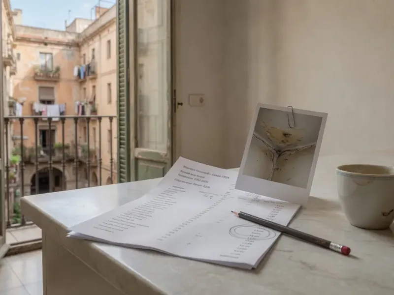 Propietario revisando un extracto mensual de alquiler en un piso de Barcelona